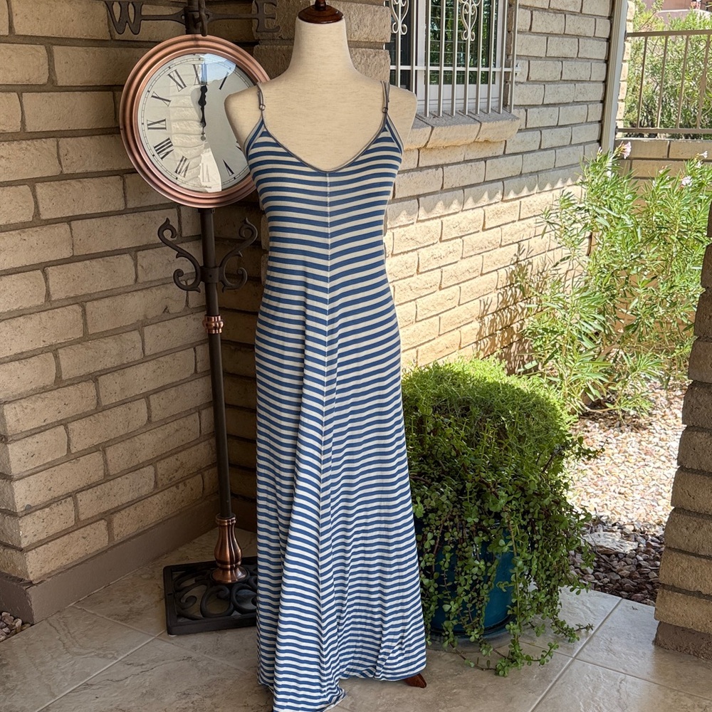 Johnny Was Pete & Greta Striped Blue and White Maxi Dress